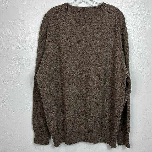 Lynon Cashmere Geo Pattern Crew Neck Men's Brown Sweater Size XL/XXL - Picture 3 of 9